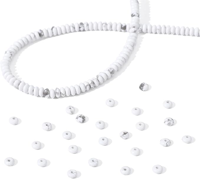 Natural White Howlite Disk Stone Beads 4x2mm 160pcs Rondelle Loose Semi - Image 6