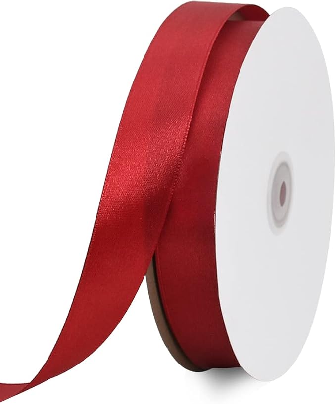 TONIFUL 1 Inch x 100yds Claret Red Satin Ribbon, Thin Solid Color Satin Ribbon by TONIFUL