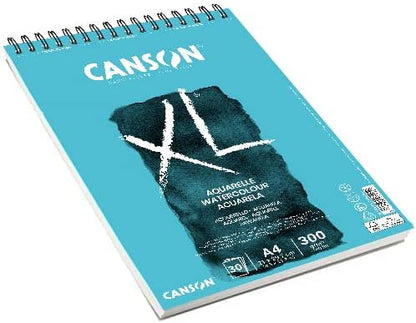 CANSON XL Watercolour 300gsm A4 Paper, Cold Pressed, Spiral Pad Short Side - Image 2