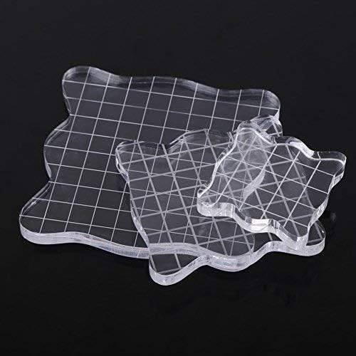 1PC Acrylic Stamp Blocks with Grid Lines, Transparent with Curve Edges - Image 3