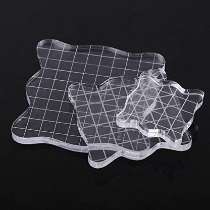1PC Acrylic Stamp Blocks with Grid Lines, Transparent with Curve Edges - Image 3