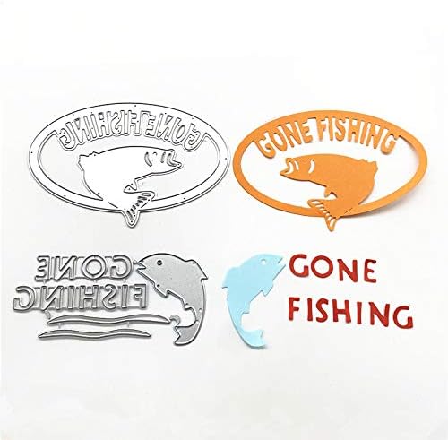 Metal Gone Fishing Words Cutting Dies, Two Fish Die Cuts Embossing Stencils - Image 5