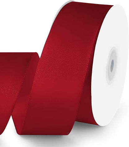 KMER LIFE 1-1/2" Wide x 50 Yards Wine Red Single Faced Polyester Satin Ribbon by KMERLIFE
