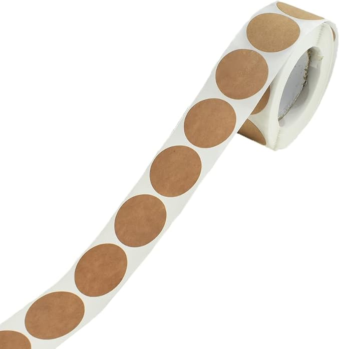 HAHIYO 1-Inch 500Pcs Natural Brown Kraft Round Label Roll by HAHIYO