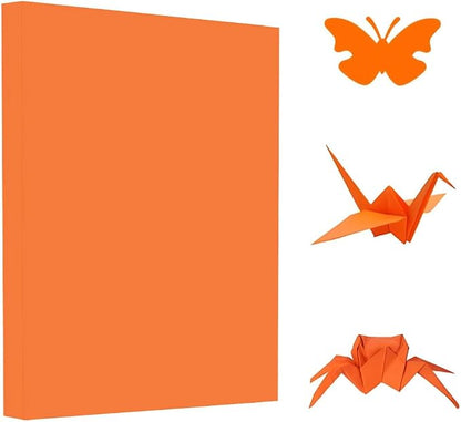 A4 Origami Paper Orange 100 Sheets, 8.27×11.7 inch Double Sided Color Easy Fold by Pyrisuu