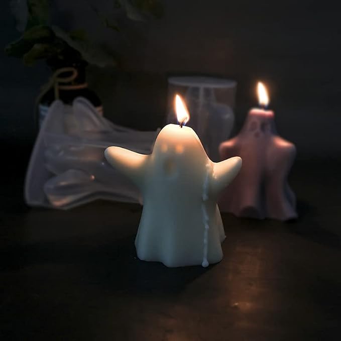 Silicone Candle Molds Set, 2 Pieces Ghost Halloween Molds and 20 Pieces Candle - Image 5