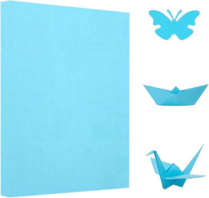 A4 Origami Paper Light Blue 100 Sheets, 8.27×11.7 inch Double Sided Color Easy by Pyrisuu