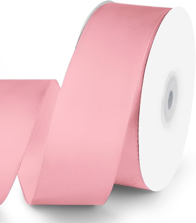 KMER LIFE 1-1/2" Wide x 50 Yards Pink Single Faced Polyester Satin Ribbon by KMERLIFE