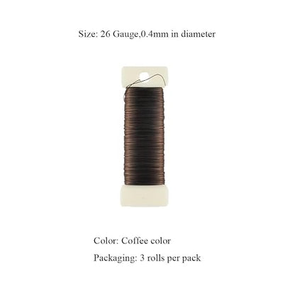 HAHIYO 26Gauge Coffee Color Metal Floral Wire - Image 2