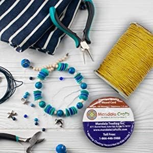 Mandala Crafts 1.5mm 109 Yards Sky Blue Cotton Waxed Cord - Image 4