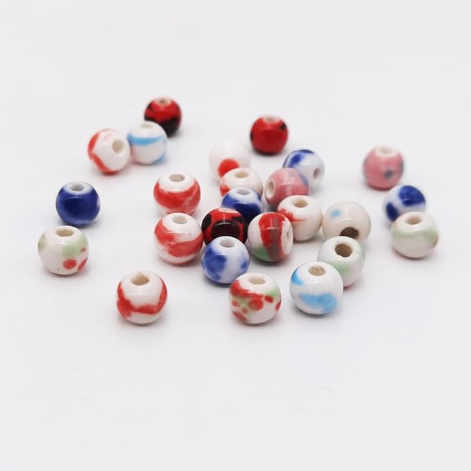 INSPIRELLE 180 Pieces Porcelain Beads Chinese Round Ceramic Beads 8mm - Image 3