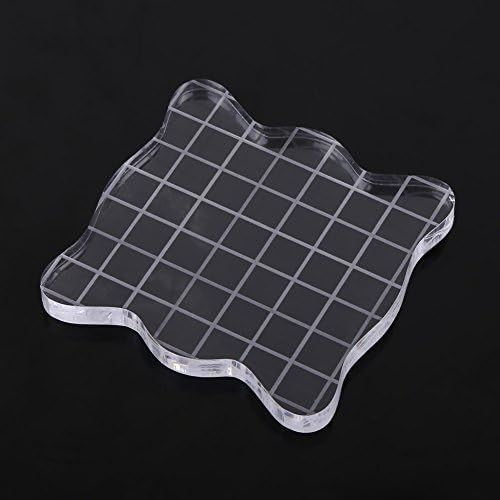 1PC Acrylic Stamp Blocks with Grid Lines, Transparent with Curve Edges - Image 2