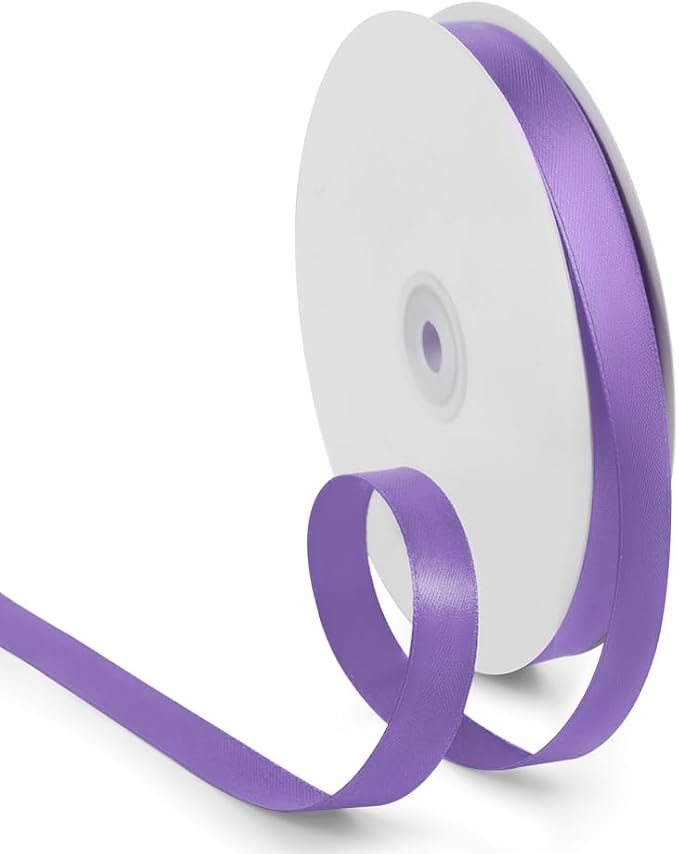 5/8 Inch 100 Yards Satin Ribbon Light Purple, Solid Color Fabric Ribbon by HimBen