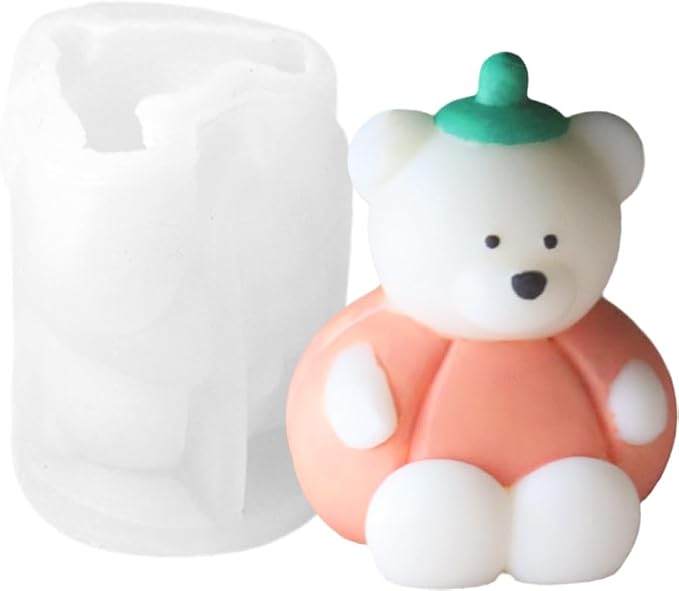 Halloween Pumpkin Cartoon Bear Silicone Candle Mold 3D Cute Resin Gypsum Ice by Unknown
