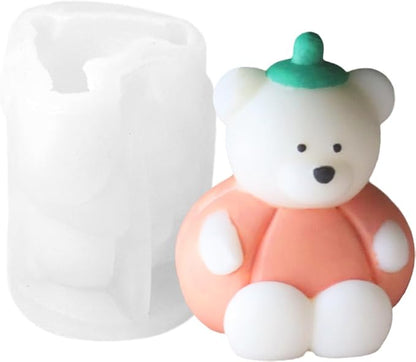 Halloween Pumpkin Cartoon Bear Silicone Candle Mold 3D Cute Resin Gypsum Ice by Unknown