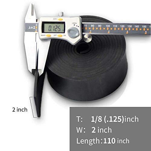 DOBTIM Neoprene Rubber Strips 1/8" Thick X 2" Wide X 110" Long, Solid Rubber - Image 2