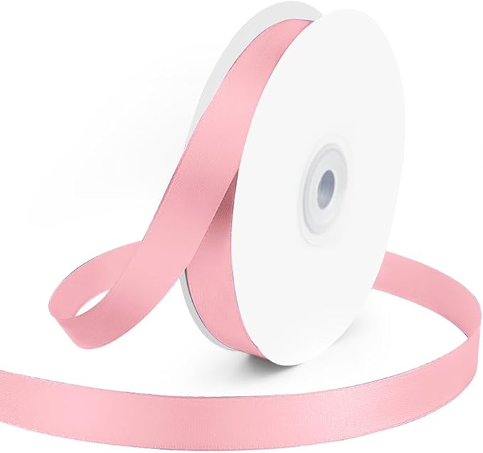 KMER LIFE 5/8" Wide x 50 Yards Pink Single Faced Polyester Satin Ribbon by KMERLIFE