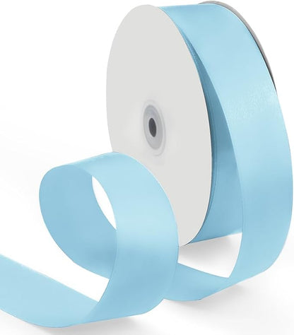 1-1/2 Inch 100 Yards Satin Ribbon Light Blue, Solid Color Fabric Ribbon by HimBen