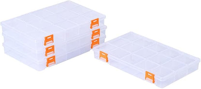 BangQiao 4 Pack 15 Grids Clear Plastic Storage Box by BangQiao