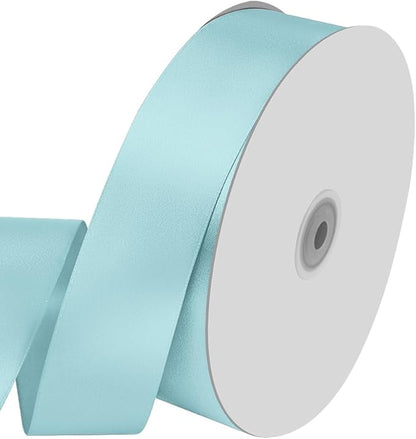 1-1/2" Wide x 100 Yards Single Faced Polyester Baby Blue Satin Ribbon, Gift by KMERLIFE