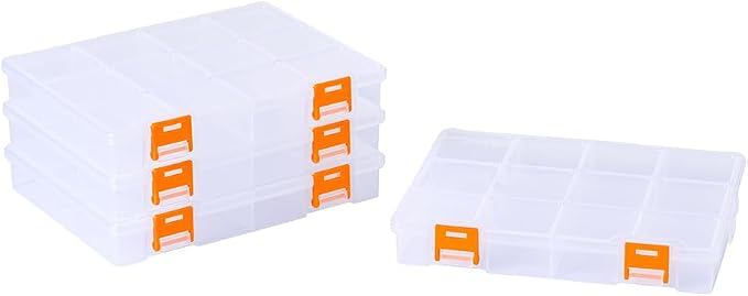 BangQiao 4 Pack 12 Grids Clear Plastic Storage Box by BangQiao