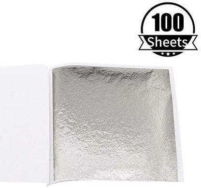 KINNO Gold Leaf Sheets for Art, 100 Sheets Light Champagne Silver Foil - Image 3