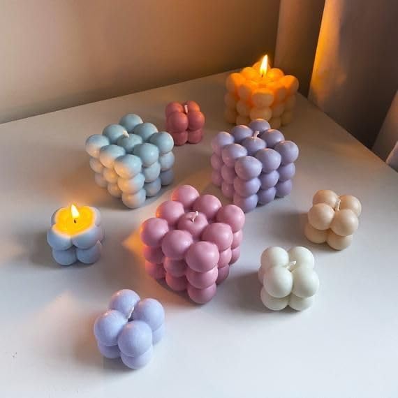 JDH 3D Bubble Candle Silicone Molds 15 Cavity Cube Silicone Candle Molds Soap - Image 8
