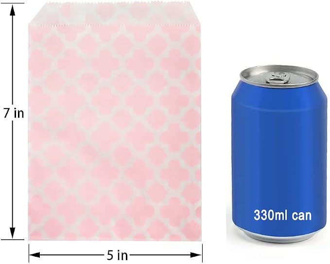 KEYYOOMY 200 Pcs Light Pink Candy Buffet Bags Small Cookie Bags Polka Dot Paper - Image 2