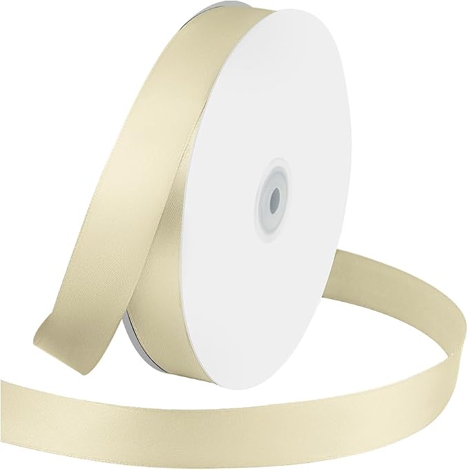 1 Inches x 100 Yards Polyester Satin Ribbon, Solid Color Ivory Satin Ribbon by KMERLIFE