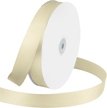 1 Inches x 100 Yards Polyester Satin Ribbon, Solid Color Ivory Satin Ribbon by KMERLIFE
