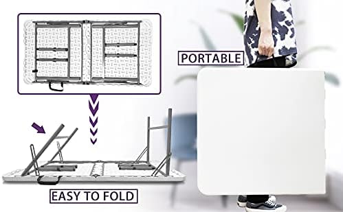 4 FT Folding Table, Plastic Portable Tables - Image 4