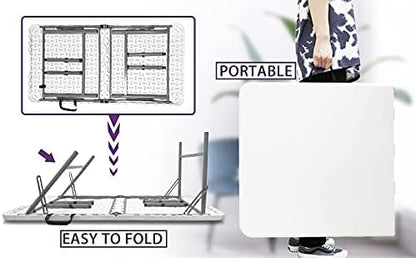 4 FT Folding Table, Plastic Portable Tables - Image 4