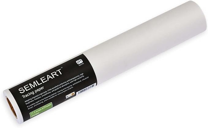 SEMLEART Artit's Tracing Paper roll, 32lb/50gsm, 17.5 inch x 25 Yard, by SEMLEART
