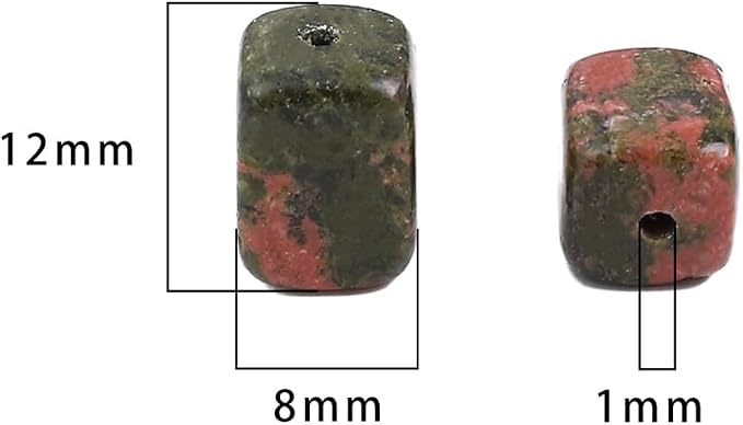 Natural Unakite Cuboid Stone Loose Semi Gemstone Beads - Image 2
