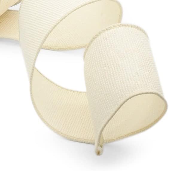 CT CRAFT LLC Ivory Canvas Wired Ribbon 2.5 Inch x 10 Yards - Image 6