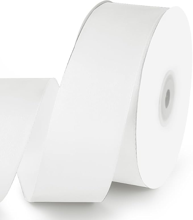 KMER LIFE 1-1/2" Wide x 50 Yards White Single Faced Polyester Satin Ribbon by KMERLIFE