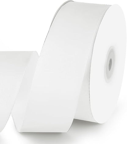 KMER LIFE 1-1/2" Wide x 50 Yards White Single Faced Polyester Satin Ribbon by KMERLIFE
