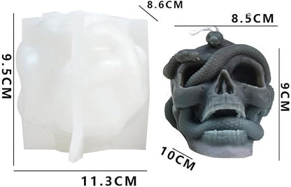 Halloween Snake Winding Skull Candle Silicone Mold, DIY 3.7 Inch Ghost Skull - Image 2