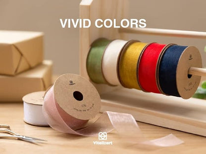 Vitalizart Ivory Cream Ribbon Organza Sheer Ribbon 1 inch x 30Yd Handmade - Image 6