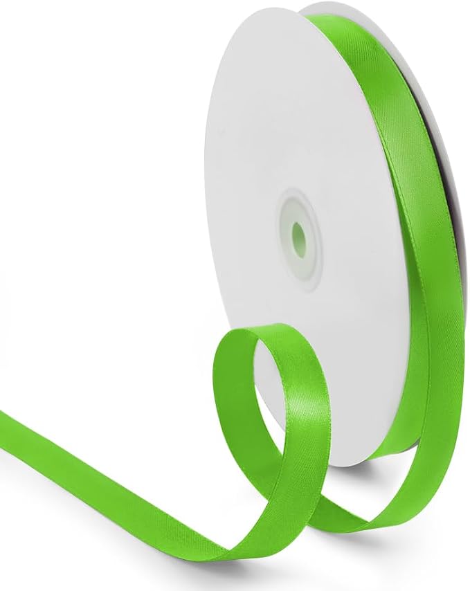 5/8 Inch 100 Yards Satin Ribbon Apple Green, Solid Color Fabric Ribbon by HimBen