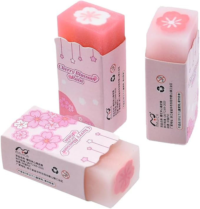 18 Pack Sakura Jelly Erasers for Kids, Rectangular, Rubber & Plastic, Kawaii by kunfowl