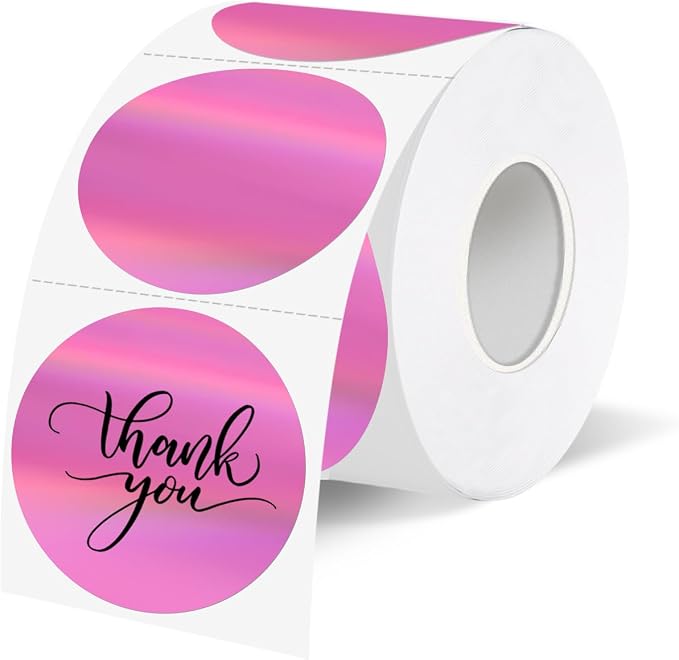 1.5" Holographic Direct Thermal Label Stickers, Round Printable Rainbow Glitter by Unknown