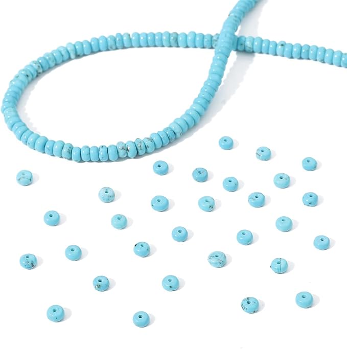 Natural Blue Turquoise Disk Stone Beads 4x2mm 160pcs Rondelle Loose Semi - Image 6