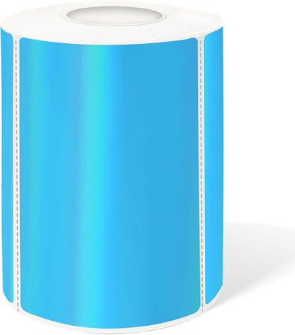 2" x 3" Holographic Thermal Label Stickers Blue, Printable Rainbow Glitter by Yeachlaing