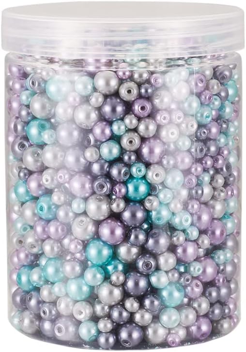 About 1840Pcs 4/6/8mm Glass Pearl Beads Pearlized Beads Multi Colors Round - Image 7