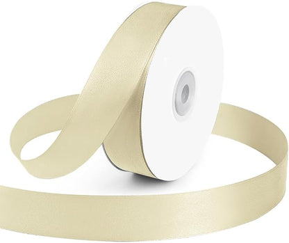KMER LIFE 1 Inch Wide x 50 Yards Ivory Single Faced Polyester Satin Ribbon by KMERLIFE
