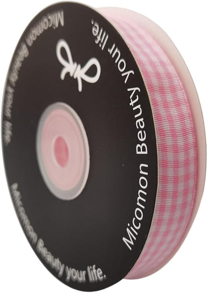 Pink Gingham Plaid Checked Ribbon 25 Yards Each Roll 100% Polyester - Image 2
