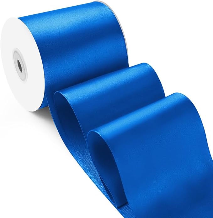 3 Inch 25 Yard Wide Satin Ribbon Royal Blue, Solid Fabric Large Ribbon Roll by HimBen