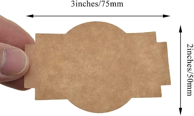 HAHIYO 3*2Inches 150Pcs Natural Brown Kraft Sticker Rectangles of 3 different - Image 2