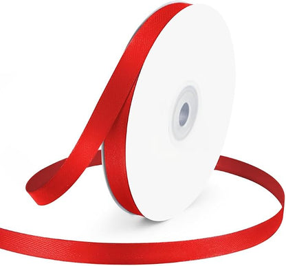 KMER LIFE 3/8" Wide x 50 Yards Red Single Faced Polyester Satin Ribbon by KMERLIFE